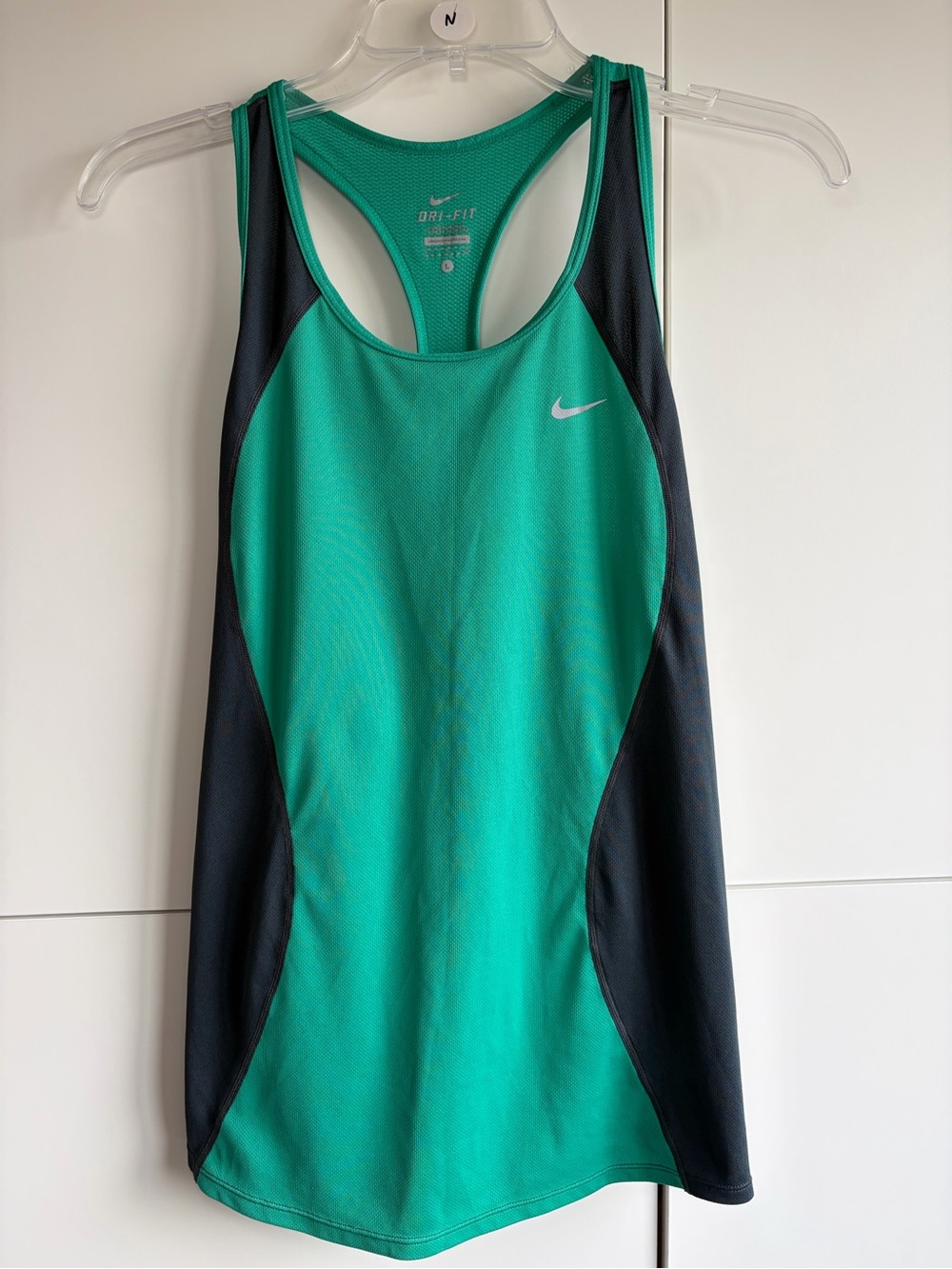 Nike Women's Green and Black Racerback Dri-FIT Tank Size Large